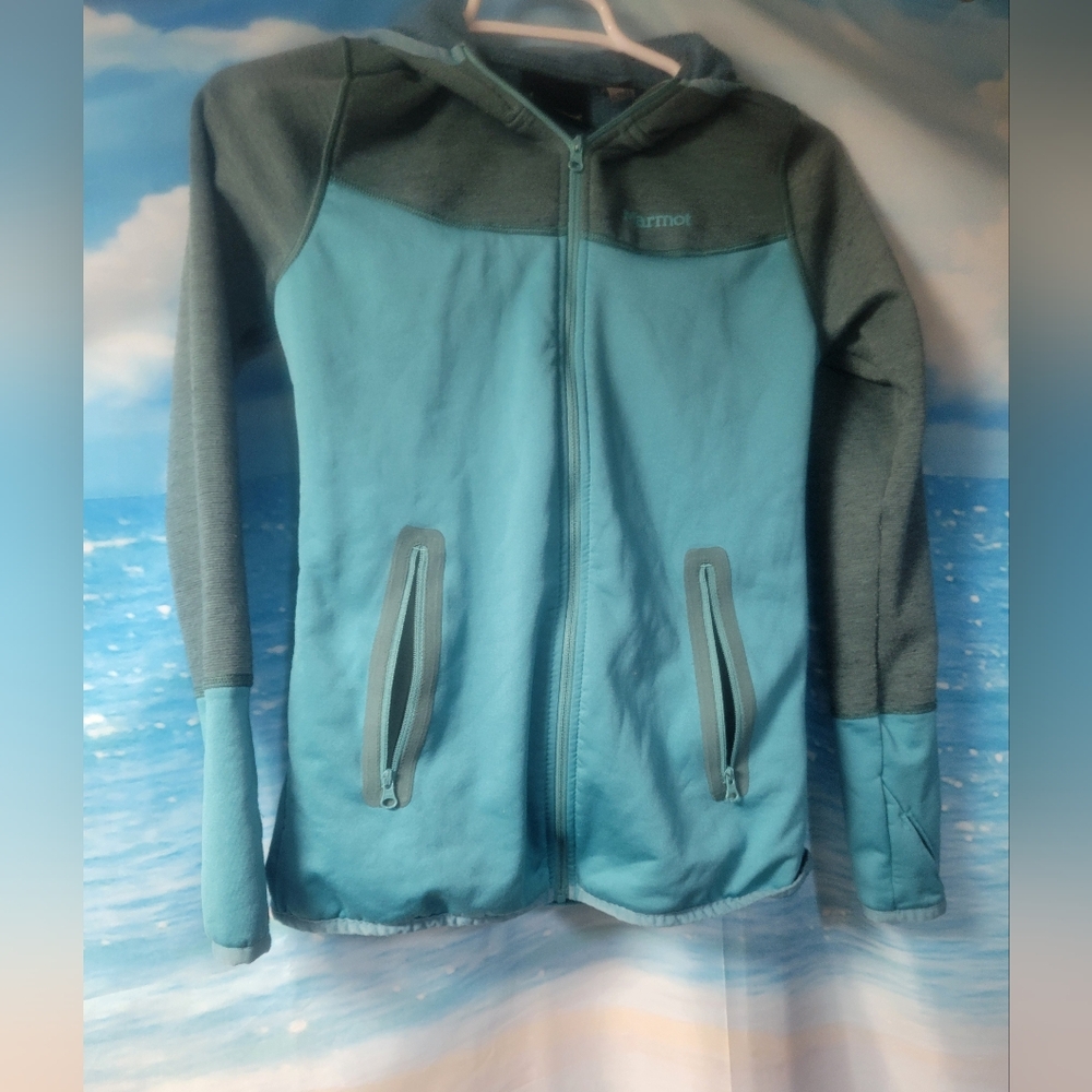 Marmot  Turquoise Full Zip Jacket Terry Cloth Lined‎ Womens Size  XS